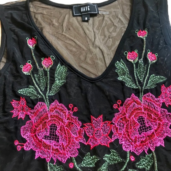 NWOT 🌸 Floral Embroidered Have Mesh Bodysuit - Picture 2 of 5